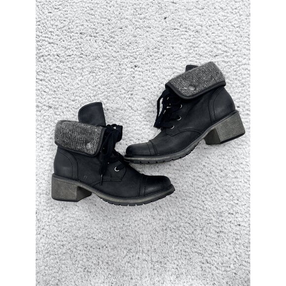 Roxy Shoes - Women's Roxy Pepper Black Combat Fold Over Cuff Block Heel Boot Size 7.5